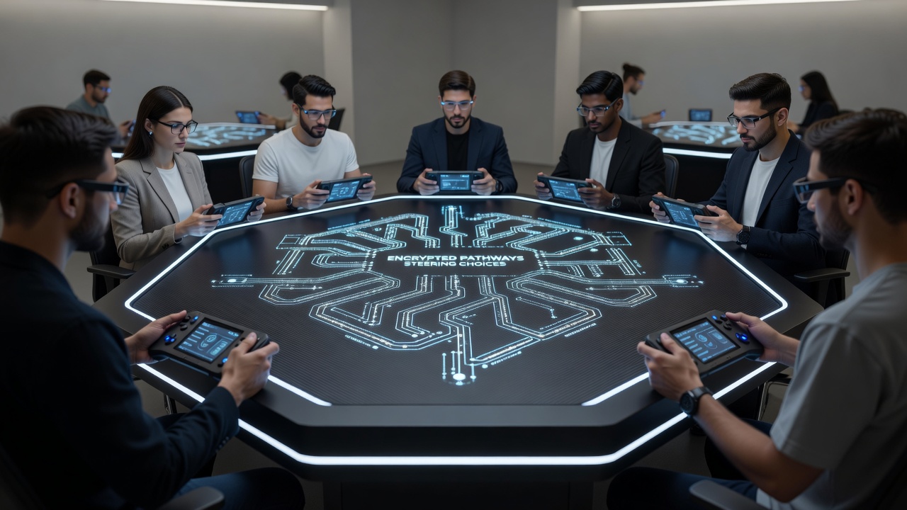 Secure encryption layers guiding player navigation through handheld table game interfaces on mobile devices