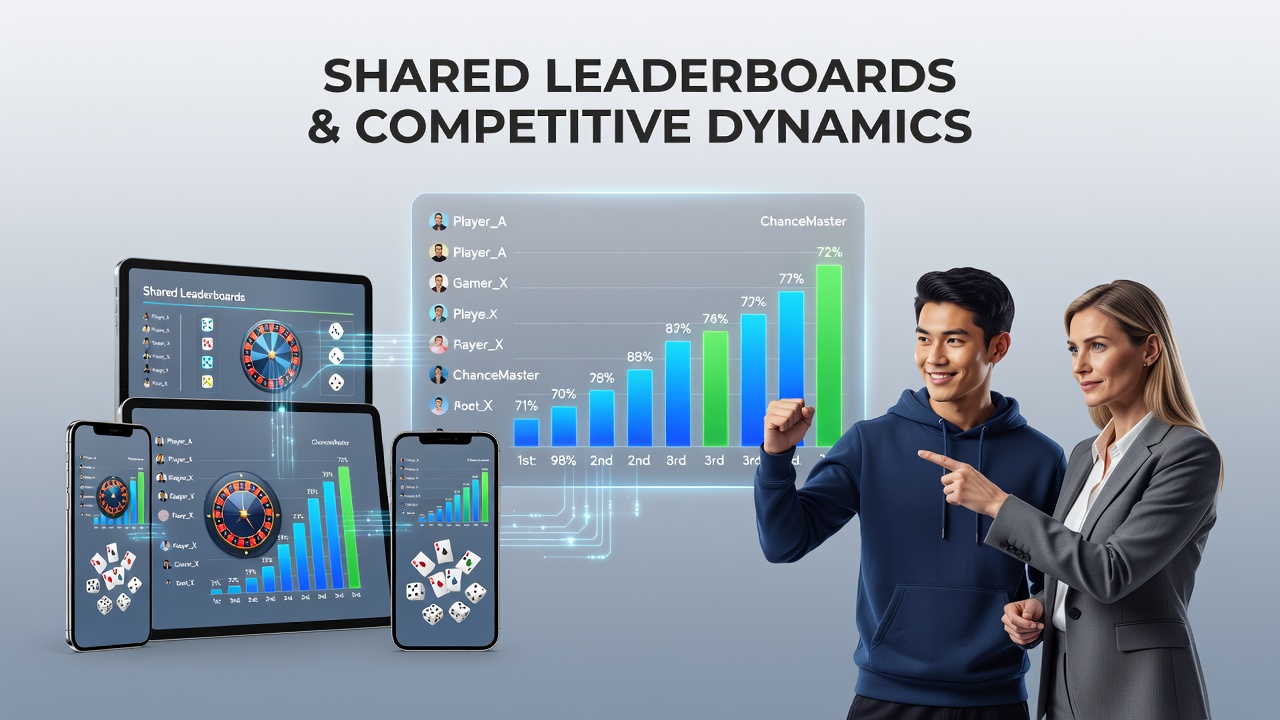 Handheld device screen showing competitive leaderboard updates during a multiplayer session