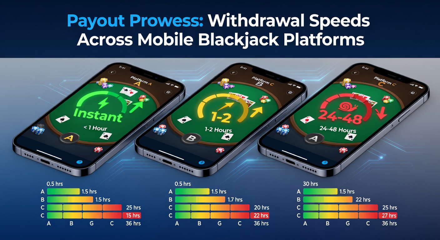 Colorful graphic illustrating lightning-fast withdrawal icons on mobile blackjack screens, with clocks ticking down to instant payouts across various apps