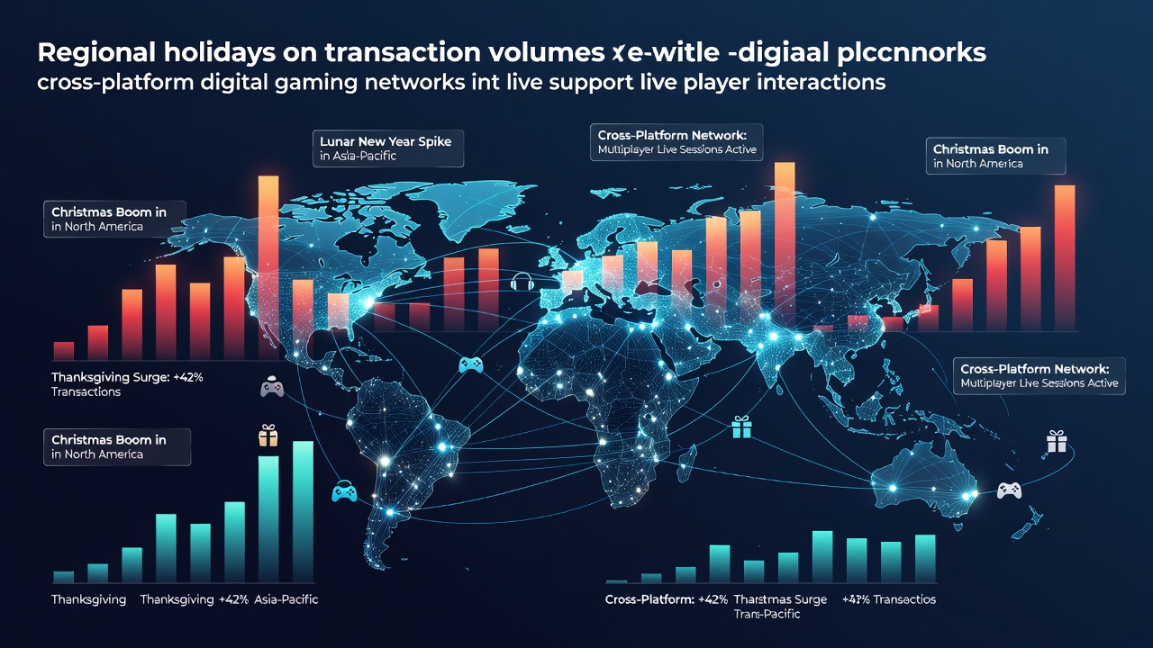 Cross-platform digital gaming networks showing transaction patterns during regional holidays