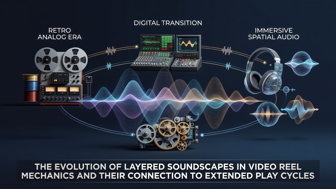 Historical progression of sound design elements in video reel slot mechanics from mechanical chimes to digital layers